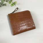 【本革】L字ファスナー薄型財布(マチ付き)＊キャメル
