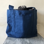 リネンのトートバッグ マチたっぷりのお散歩BAG”ネイビー 