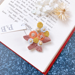 【新作】orangeyellow丸花 ビーズ刺繍ブローチ