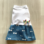 犬服　リボン柄ワンピース　アップリケ付　3Sサイズ