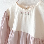 チューリップが可愛い*ぽわん袖のダブルガーゼワンピ　