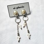 oval pearl cabochon x shell cross / オーバル パール カボション シェル クロスピアス イヤリング