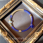 💙青×ゴールド💙一連　コイルブレスレッド　ブルー
