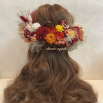 【pipo5様 専用出品】セミオーダー orange red yellow gold tulle ribbon ヘッドドレス 卒業式 成人式 髪飾り