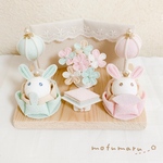 ふんわりカラーのうさぎひな(ブルー×ピンク)【ひな祭り　初節句　ひな人形】