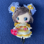 イーマリーちゃん　春色ケープ付き♡おだんごヘアアクセ　イエロー系フリルワンピースコーデセット