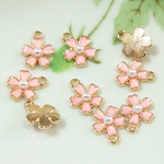 エナメル桜　2０個　ピンクパール　ゴールド　A-3