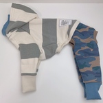 イタグレ服S ワイドボーダー×カモフラ ロンパース 犬服