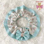 再販‎‪𓍯 ‬lovely 🎀 Cat frills ୨୧﻿ Small flower pattern × Aqua blue(再販作品は受注後制作の為、写真と柄の出方が異なりますのでご了承下さい。)