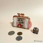 【注意事項あり】インド刺繍リボン×ソフトローズ口金のがま口　小銭入れ　ピルケース