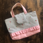 お道具袋♡ミニ レッスンバッグ♡チェリーミルク×ピンク♡さくらんぼ 入学準備 上履き入れ