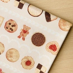 50*50【オックス】Cookie&Bear／クリーム《 生地 オックス生地 綿 クッキー クマ 熊 お菓子 スイーツ COTTONCANDY 中厚手 》