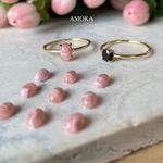 春色【2点セット販売】silver925  18KGP 桜色インカローズ×ブラックスピネルリング