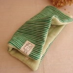 限定*８重ガーゼ大判ハンカチ*greenstripe*dog