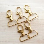 5個 キーホルダー 40×25mm ゴールド 金具 回転 ナスカン ② カニカン リング ぶら下げ フック 