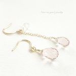 ＊1点もの＊14kgf  rosequartz × rainbowmoonstone pierce
