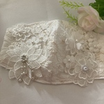 ✾不織布マスクが見えるカバー白マーガレット刺繍豪華ケミカルフラワーレース抗菌クレンゼ