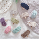 リフ編みの丸めるポニーフック　爽やかコットン