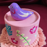 ＜和＞鳥オブジェ(紅藤)+麻呂鳥ポストカード＋シール セット