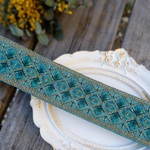 インド刺繍リボンno.100(25cm・ターコイズ系・チロリアンテープ・ハンドメイド素材)