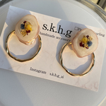 NO.51 アゲートスライスレジンの2wayピアス、イヤリング