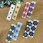 ☆2個セット☆こぎん刺しミニヘアクリップ（まんまるお花）