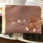 🌸felt de patchwork桜色テディベアのペンケース🌸