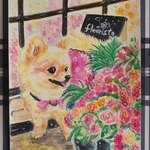 春・花屋の店先　ポメラニアン♪