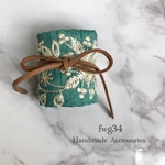 ポニーフック　刺繍　グリーン　ロング