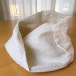 再販thanks♡ベージュリネン＊白サークルレースのスヌード