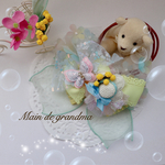 【わんちゃん／ねこちゃん用リボンチョーカー】spring has come/春色/イエロー系/蝶々