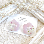 春 ♡ ピンク フラワー サークル ピアス　イヤリング 