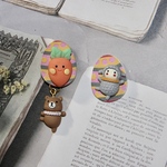 イースターエッグアクセサリー　「にんじんを狙うくまさんとひつじさん」　Easter ニッケルフリーイヤリングorピアス　サージカルステンレスピアス　蝶バネクリップイヤリング