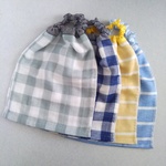 【TA2-3‐4A】二重ガーゼタオルエプロン＊ブロックチェック（GR・N）・太ボーダー（BE・S）＊4枚set【入園入学】