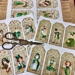 (再販×4)🍀St. Patrick's Dayのペーパータグ＊ノーカットコラージュ素材＊コラージュペーパー＊紙モノ