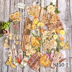 ラスト1点！送料無料【S150-1 コラージュ素材】海外PETシール　ボトル　花　ジャーナル　おすそ分け　手帳　日記　ステッカー　