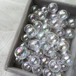 4個＊ ガラスドーム ビーズ クリアオーロラ 約14ｍｍ 貫通穴  import parts IMP-PRT-3772