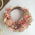 Jolie botanique＜Corail＞＊ハーフムーンリース＊プリザーブドフラワー＊お花＊ギフト＊結婚祝い＊新築祝い＊お誕生日祝い＊春