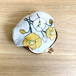 再販　黄色のポピー刺繍のがま口Ⅱ
