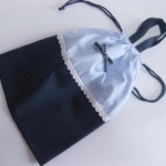 もち手つき巾着　コードレーン×ステッチリボン