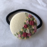 月の薔薇 刺繍ヘアゴム/ブローチへ変更可能