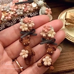 ちいさな花束とくまさんイヤリング(ピアス)*.＊