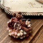 バラとくまさんのブローチ*.＊