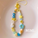 ビーズストラップ💛スマホストラップ🧸クリアハート黄色/MIMI.