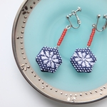 こぎん刺しお花ちゃんイヤリング☺︎ピアス【刺繍☺︎刺し子】金属アレルギー