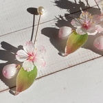 ソメイヨシノ桜のブローチピン ハットピン 朝露付き リアルサイズ