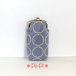 北欧調 おしゃれな月柄＊がま口メガネケース