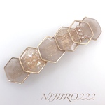 六角形とシャンパンベージュ　ゴールドバレッタ ＊送料無料＊　ヘアアクセサリー　#minne_new