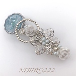 蔓リングとバラのシルバー透かしのミニバレッタ＊送料無料＊6㎝バレッタ ヘアアクセサリー#minne_new #SSコレクション2022