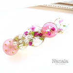 本物のお花のバレッタ　レジン　ヘアアクセサリ―